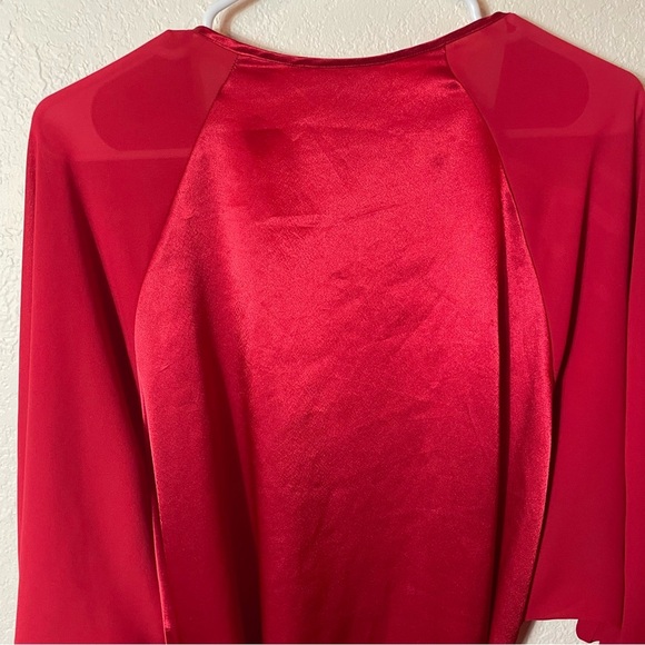 Victorias Secret Vintage‎ Gold Label Red Tie Waist Sheer Sleeve Robe size M/L - Picture 9 of 9